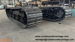 Custom heavy duty rubber track undercarriage for Morooka MST2200, 7200kg crawler chassis with 800mm track width manufactured for Russian client in October 2025.